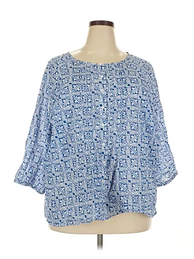 Pre-owned Talbots 3/4 Sleeve Blouse In Blue