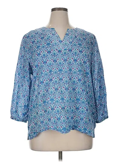 Pre-owned Talbots 3/4 Sleeve Blouse In Blue