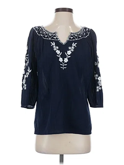 Pre-owned Talbots 3/4 Sleeve Blouse In Blue