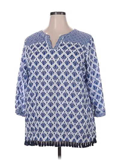 Pre-owned Talbots 3/4 Sleeve Blouse In Blue
