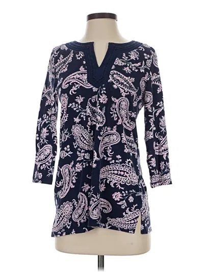 Pre-owned Talbots 3/4 Sleeve Blouse In Blue