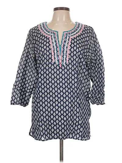 Pre-owned Talbots 3/4 Sleeve Blouse In Blue