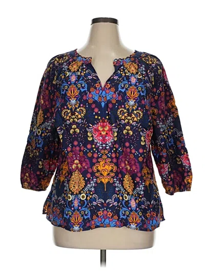 Pre-owned Talbots 3/4 Sleeve Blouse In Blue