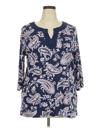 Pre-owned Talbots 3/4 Sleeve Blouse In Blue