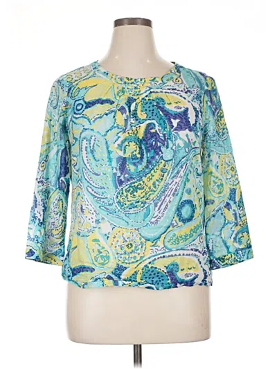 Pre-owned Talbots 3/4 Sleeve Blouse In Blue