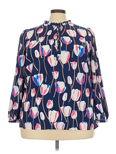 Pre-owned Talbots 3/4 Sleeve Blouse In Blue