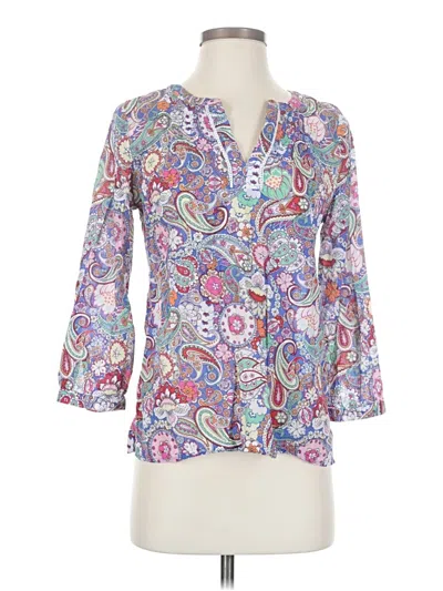 Pre-owned Talbots 3/4 Sleeve Blouse In Blue
