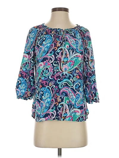 Pre-owned Talbots 3/4 Sleeve Blouse In Blue