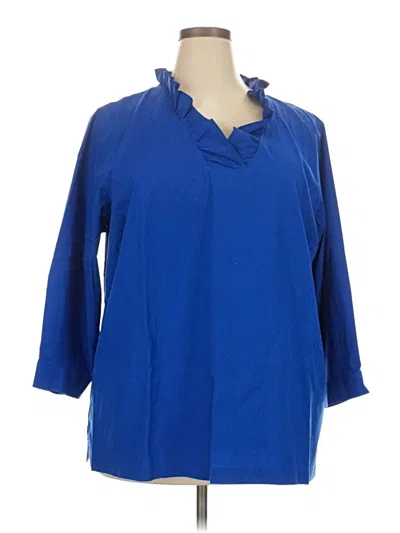 Pre-owned Talbots 3/4 Sleeve Blouse In Blue