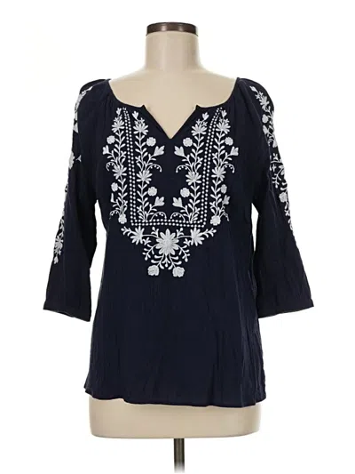 Pre-owned Talbots 3/4 Sleeve Blouse In Blue