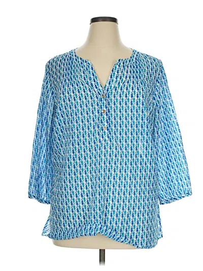 Pre-owned Talbots 3/4 Sleeve Blouse In Blue