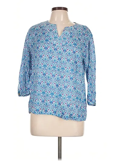 Pre-owned Talbots 3/4 Sleeve Blouse In Blue