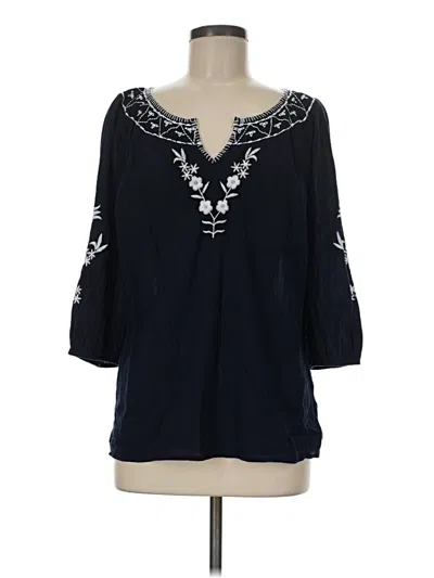 Pre-owned Talbots 3/4 Sleeve Blouse In Blue