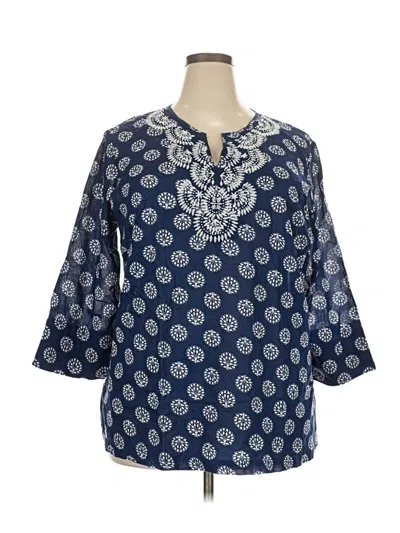 Pre-owned Talbots 3/4 Sleeve Blouse In Blue
