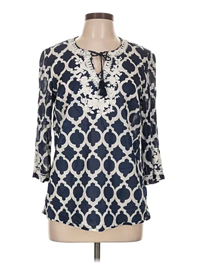 Pre-owned Talbots 3/4 Sleeve Blouse In Blue