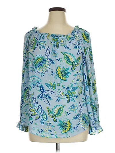 Pre-owned Talbots 3/4 Sleeve Blouse In Blue