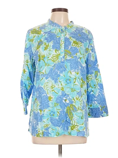 Pre-owned Talbots 3/4 Sleeve Blouse In Blue