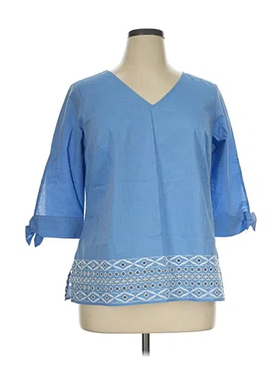 Pre-owned Talbots 3/4 Sleeve Blouse In Blue