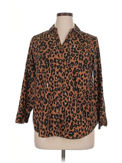 Pre-owned Talbots 3/4 Sleeve Blouse In Brown