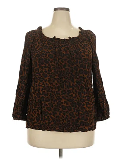 Pre-owned Talbots 3/4 Sleeve Blouse In Brown