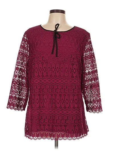Pre-owned Talbots 3/4 Sleeve Blouse In Burgundy