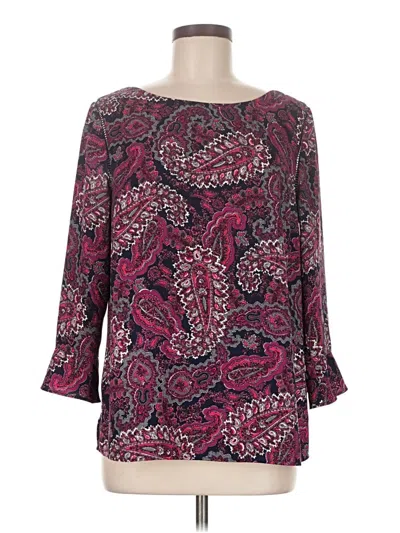 Pre-owned Talbots 3/4 Sleeve Blouse In Burgundy