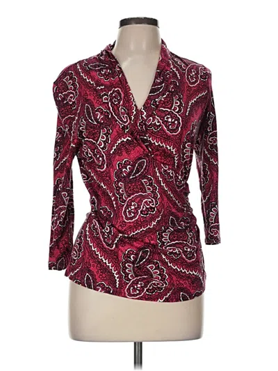 Pre-owned Talbots 3/4 Sleeve Blouse In Burgundy