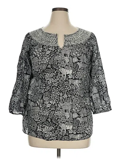Pre-owned Talbots 3/4 Sleeve Blouse In Gray