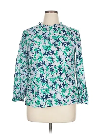 Pre-owned Talbots 3/4 Sleeve Blouse In Green