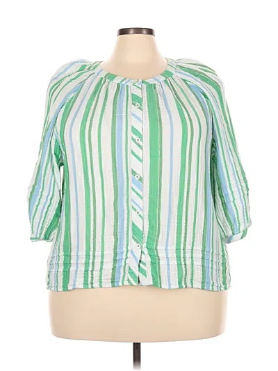 Pre-owned Talbots 3/4 Sleeve Blouse In Green