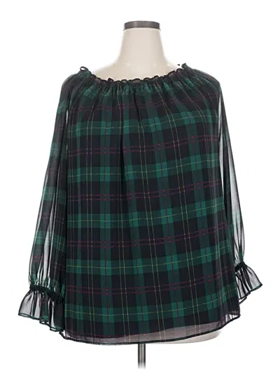 Pre-owned Talbots 3/4 Sleeve Blouse In Green