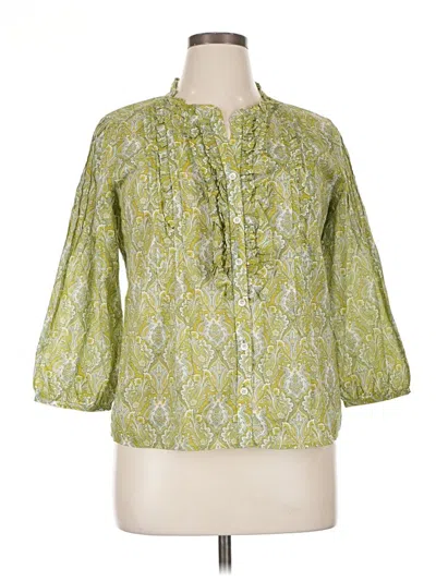 Pre-owned Talbots 3/4 Sleeve Blouse In Green
