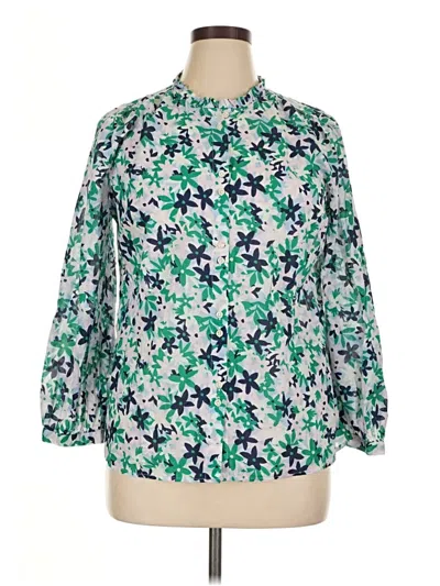 Pre-owned Talbots 3/4 Sleeve Blouse In Green