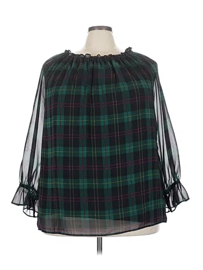 Pre-owned Talbots 3/4 Sleeve Blouse In Green