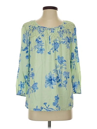 Pre-owned Talbots 3/4 Sleeve Blouse In Green