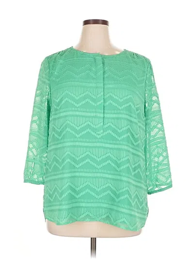 Pre-owned Talbots 3/4 Sleeve Blouse In Green