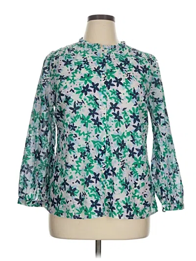 Pre-owned Talbots 3/4 Sleeve Blouse In Green