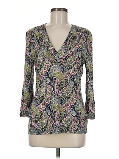 Pre-owned Talbots 3/4 Sleeve Blouse In Green