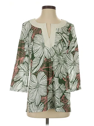 Pre-owned Talbots 3/4 Sleeve Blouse In Green