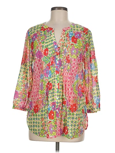 Pre-owned Talbots 3/4 Sleeve Blouse In Green
