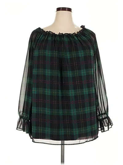 Pre-owned Talbots 3/4 Sleeve Blouse In Green