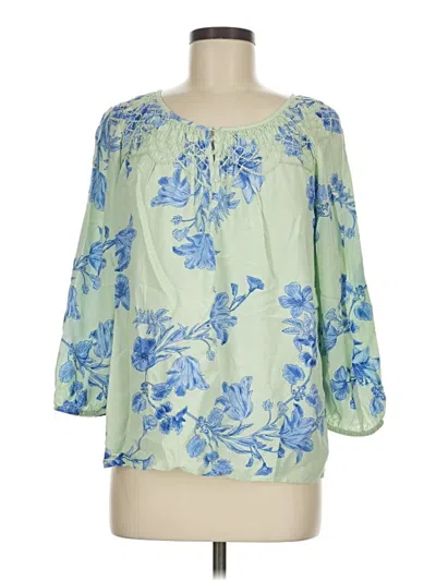 Pre-owned Talbots 3/4 Sleeve Blouse In Green
