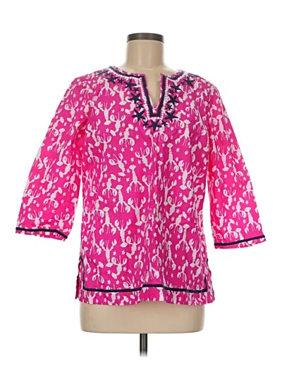 Pre-owned Talbots 3/4 Sleeve Blouse In Pink