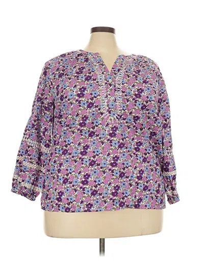 Pre-owned Talbots 3/4 Sleeve Blouse In Purple