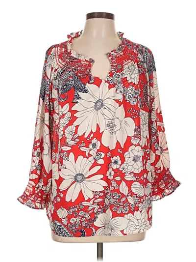 Pre-owned Talbots 3/4 Sleeve Blouse In Red