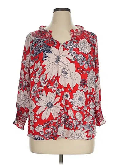 Pre-owned Talbots 3/4 Sleeve Blouse In Red