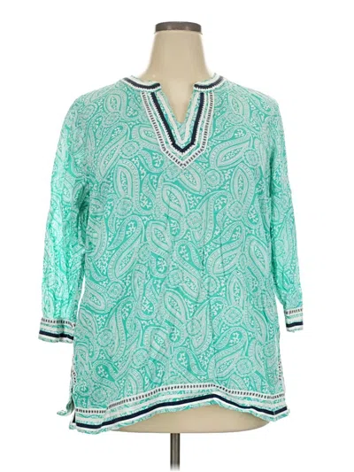 Pre-owned Talbots 3/4 Sleeve Blouse In Teal