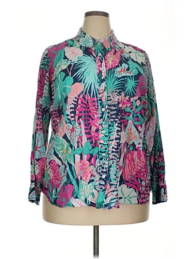 Pre-owned Talbots 3/4 Sleeve Blouse In Teal