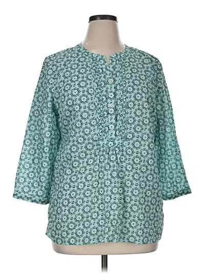 Pre-owned Talbots 3/4 Sleeve Blouse In Teal