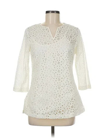 Pre-owned Talbots 3/4 Sleeve Blouse In White